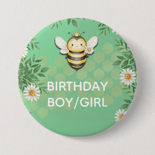 Rond 7,6 Cm Petite abeille Anniversaire garçon / fille Badge p