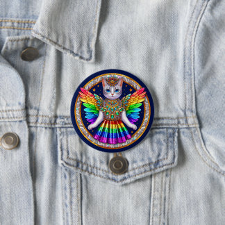 Rond 7,6 Cm Rainbow Pride Chat Fairy Angel Party Badge Button