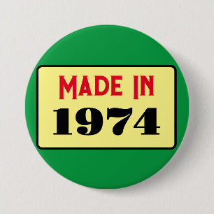 Rond 7,6 Cm Style rétro 50e anniversaire badge 1974