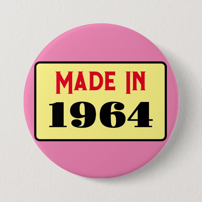 Rond 7,6 Cm Style rétro 60e anniversaire badge 1964 (Devant)