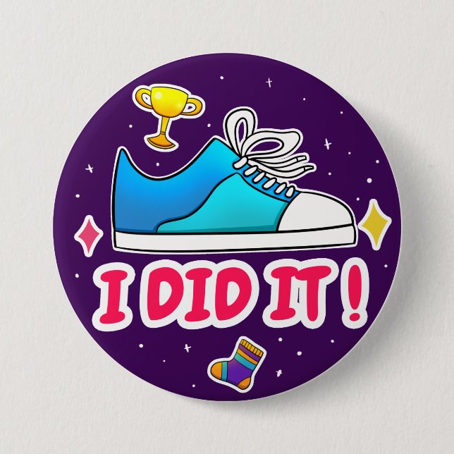 Rond 7,6 Cm Violet Je L'Ai Fait Badge 3" (Devant)