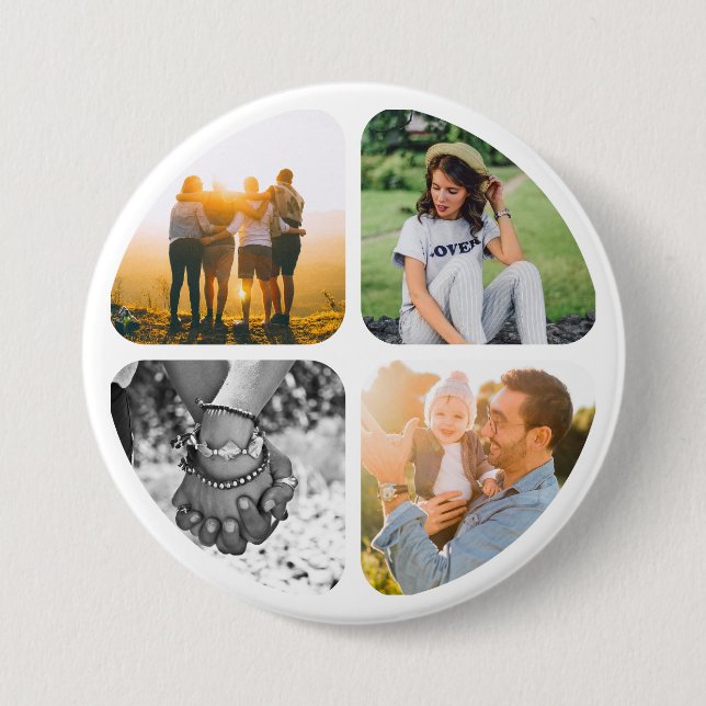 Rond 7,6 Cm Your 4 Photos Pin Button Badge (Devant)