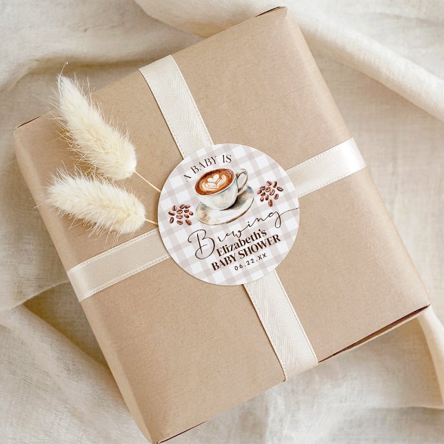 Rond A Baby is Brewing Coffee Theme Baby Shower Sticker (A Baby is Brewing Coffee Theme Baby Shower Sticker
#lovedalatte
#babyisbrewing
)