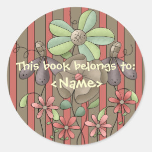 Rond A Country Garden Flowers & Stripes Sticker