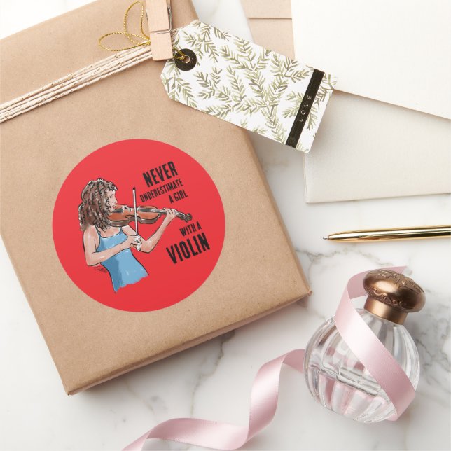 Rond A Girl with a Violin Sticker (Cadeaux)