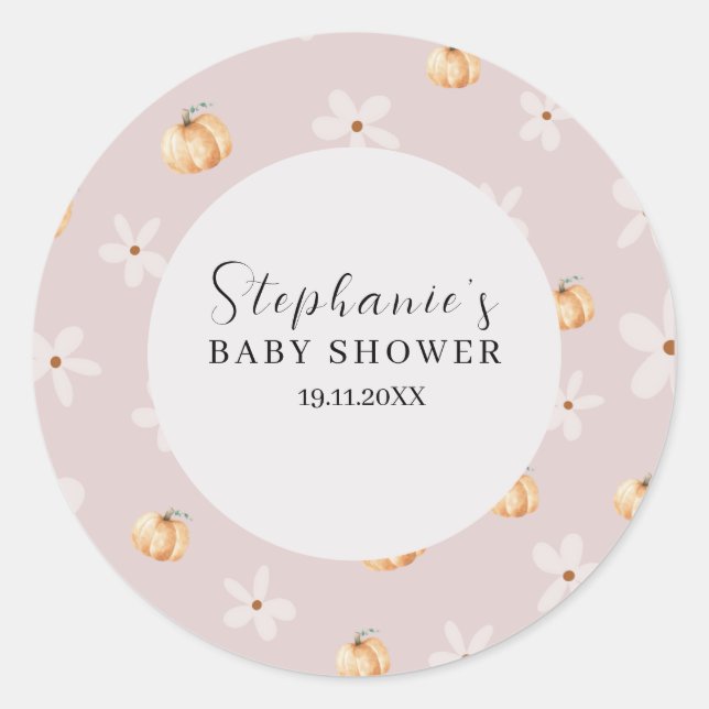 Rond A Little Pumpkin Is On The Way Fall Round Sticker (Devant)