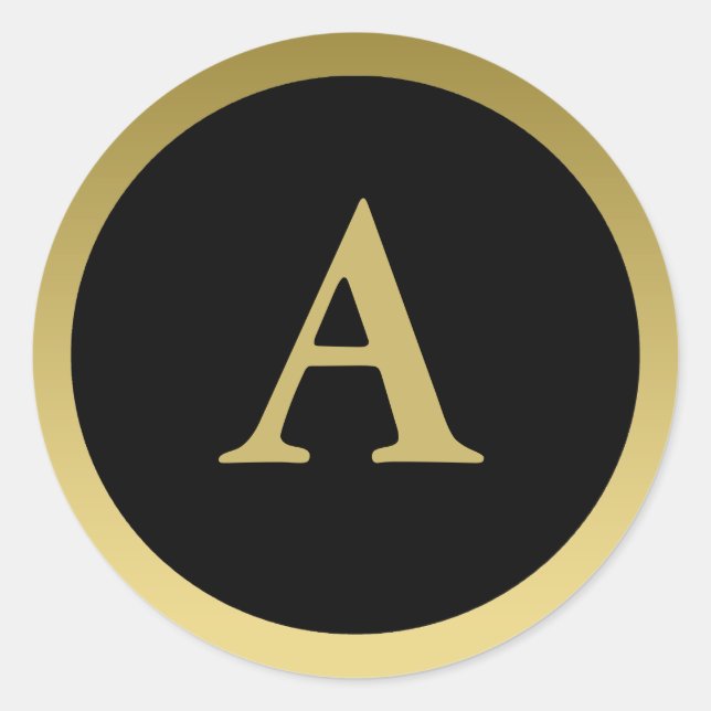 Rond A :: Monogramme A Elegant Sticker Or et Noir (Devant)