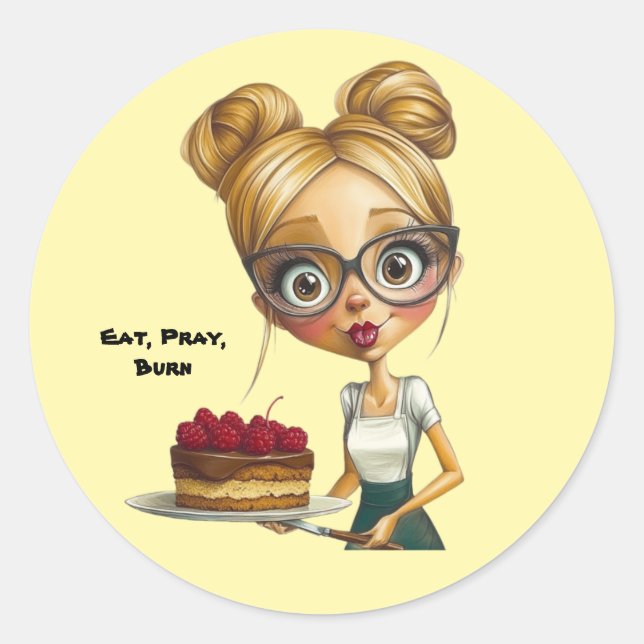 Rond A sticker with humor."Eat, pray, burn" (Devant)