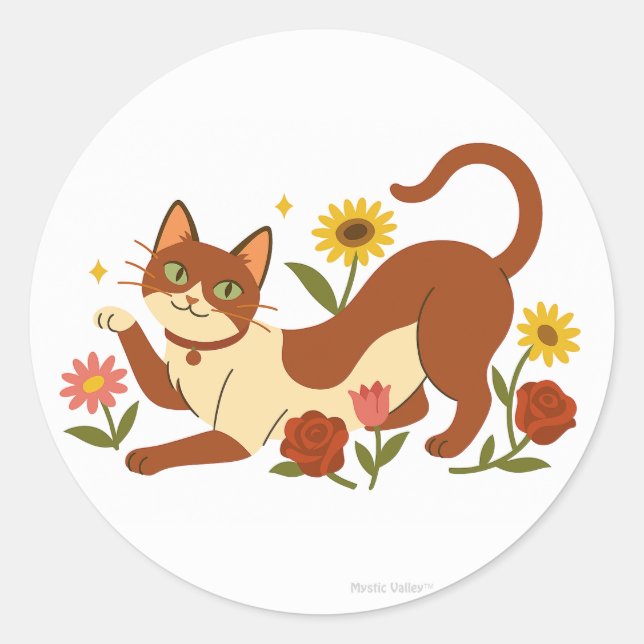 Rond Abyssinian in the Daisies Classic Round Sticker (Devant)