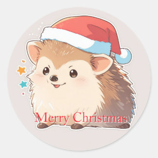 Rond Adorable Festive Hamster Wearing Santa Hat Sticker