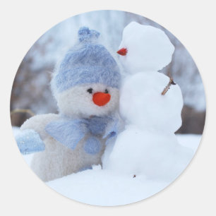 Rond Adorable Snowman avec Sticker de Noël de l'Écharpe