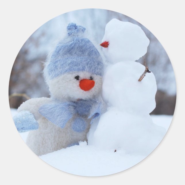Rond Adorable Snowman avec Sticker de Noël de l'Écharpe (Devant)