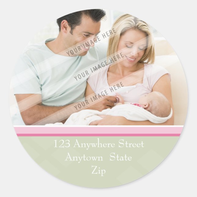 Rond ADRESSE PHOTO STICKER :: diamants doux 1 (Devant)
