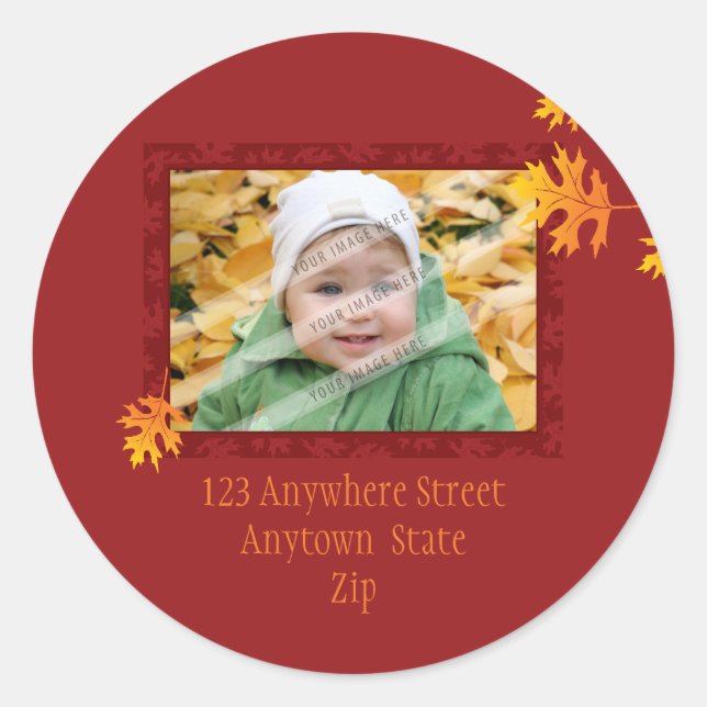Rond ADRESSE PHOTO STICKER :: mache feuilles 1A (Devant)