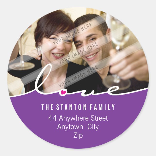 Rond ADRESSE PHOTOGRAPHIQUE STICKER :: amour diviser 8 (Devant)