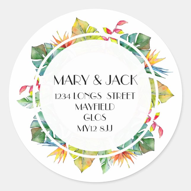 ROND ADRESSE STICKER TROPICAL (Devant)