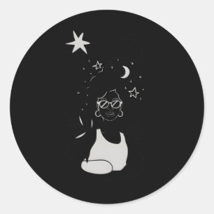 Rond Afro Girl - Sticker céleste