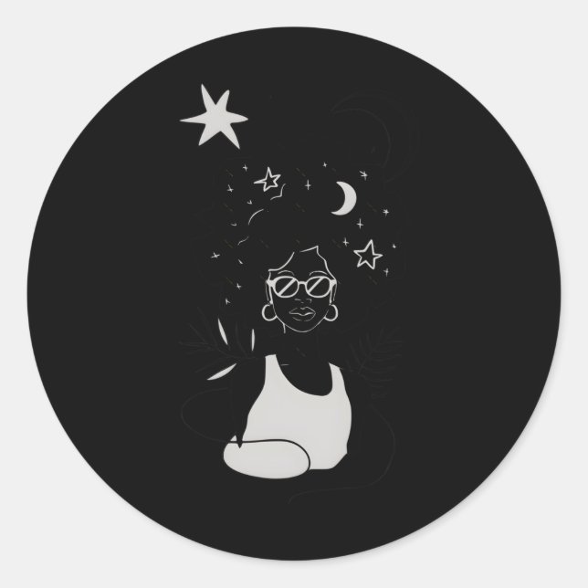 Rond Afro Girl - Sticker céleste (Devant)