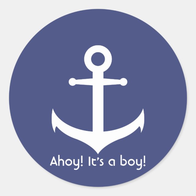 Rond Ahoy ! C'est un garçon ! Sticker Baby shower nauti (Devant)