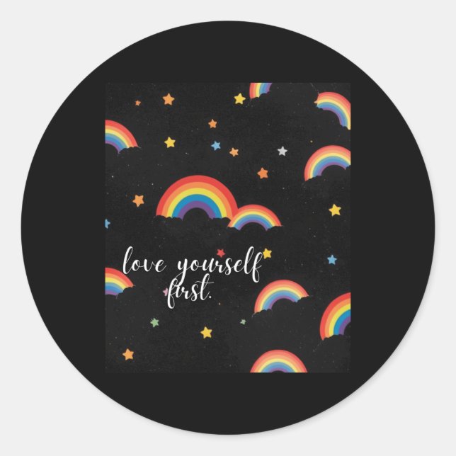 Rond Aimez-vous Premier Sticker Rainbow Pride (Devant)