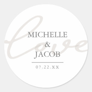 Rond Airy Pastel   Sticker Mariage Monogram Love