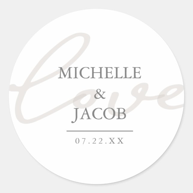 Rond Airy Pastel | Sticker Mariage Monogram Love (Devant)