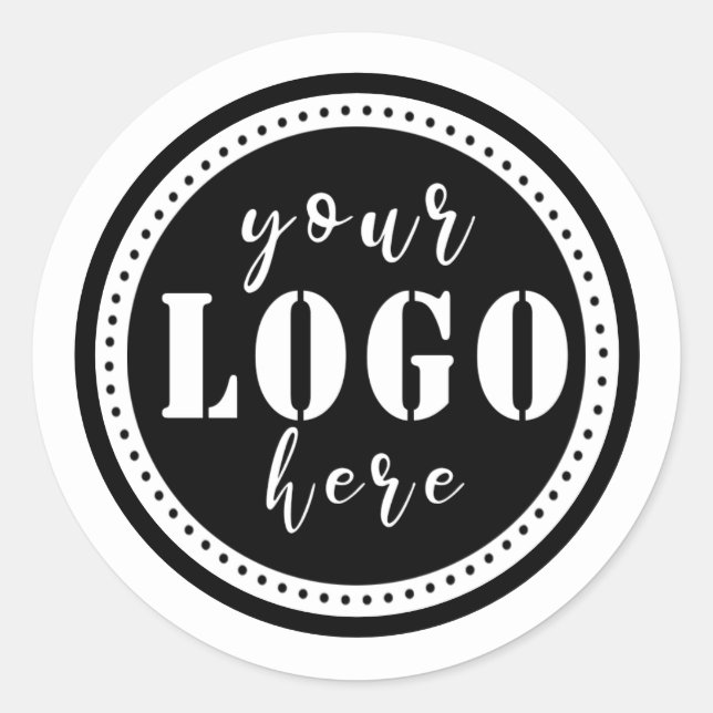 Rond Ajouter Votre Logo Sticker Simple Classic Round (Devant)