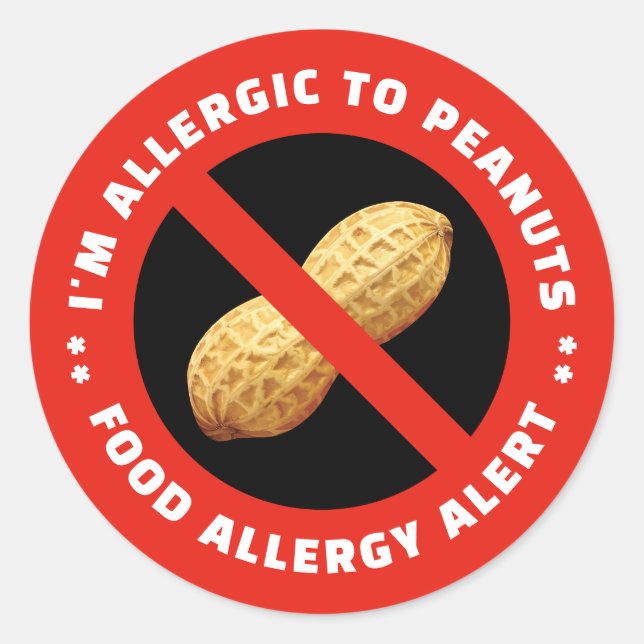 Rond Allergic to peanuts sticker for food alert (Devant)