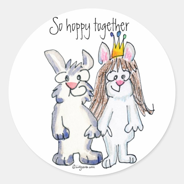 Rond Alors Hoppy Together - Sticker de lapin de dessin (Devant)