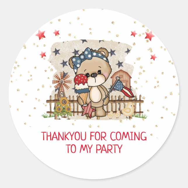 Rond Americana Anniversaire Fête Thankyou Sticker (Devant)