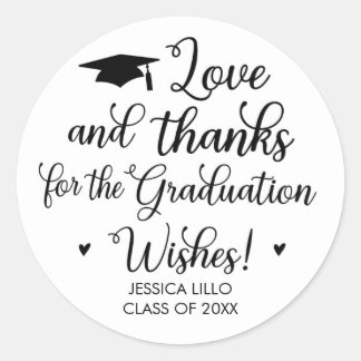 Rond Amour et Merci Graduation Party Favoriser Sticker