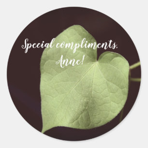 Rond Amour, Feuille de coeur, Sticker texte personnalis