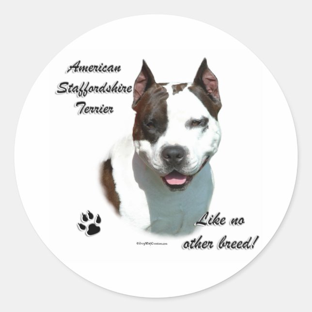 Rond AmStaff Like No Other Breed - Sticker (Devant)
