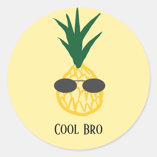 Rond Ananas drôle avec lunettes de soleil Sticker Modèl (Devant)