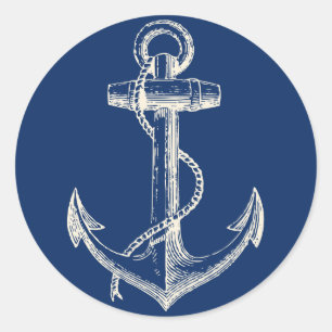 Rond Ancre Sticker Nautique Décor Marine Bleu Blanc