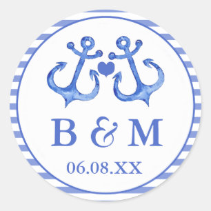 Rond Ancres nautiques   Sticker Mariage Enveloppe Seal