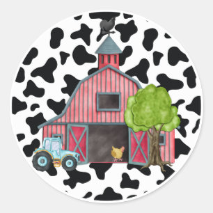 Rond Animal de ferme Barnyard Anniversaire Sticker Fête