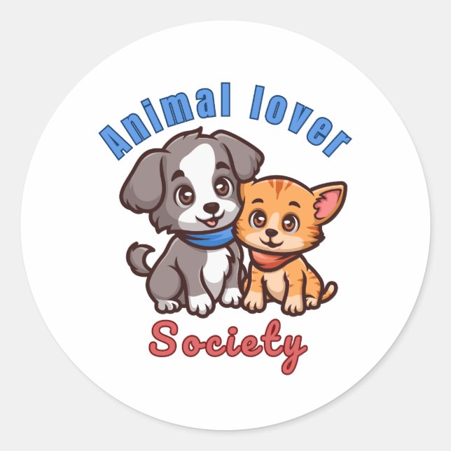 Rond Animal lover society for animal lover sticker (Devant)