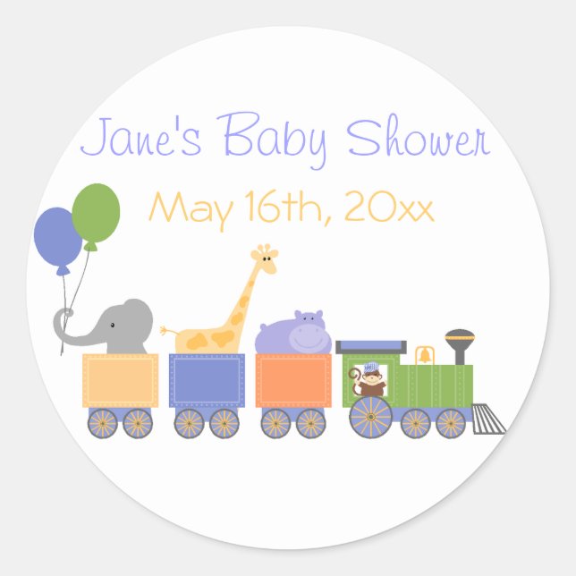 Rond Animaux Classiques Sur Un Sticker De Baby shower D (Devant)
