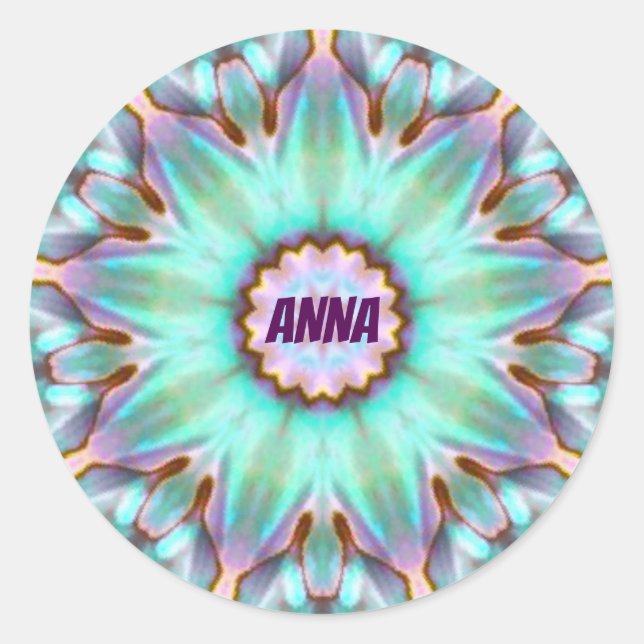 Rond ANNA ~ Sticker Paua Shell personnalisé Fractal ~ (Devant)