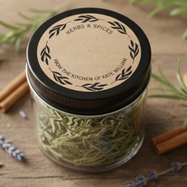 Rond  Antique herb and spice label Blank Sticker Label  (Créateur téléchargé)