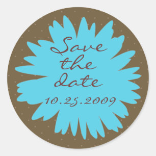 Rond Aqua Gerbera sur Brown Enregistrer le sticker de d