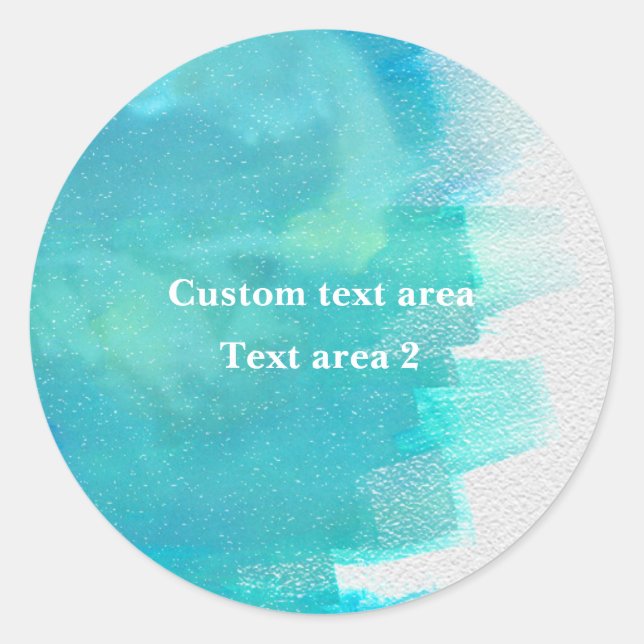 Rond Aquarelle Bleu Sticker d'été Tropical (Devant)