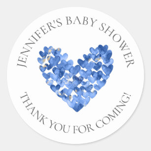 Rond Aquarelle Coeurs Baby shower Favoriser Sticker