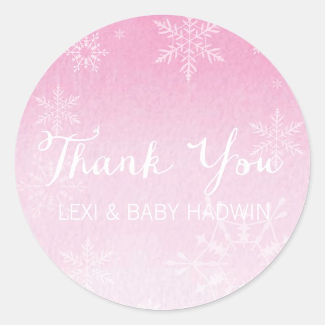 Rond Aquarelle d'hiver | Sticker Fille Baby shower Fave (Devant)