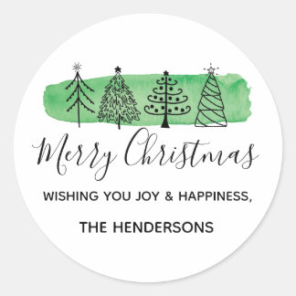 Rond Aquarelle Doodle Holiday Classic Round Sticker