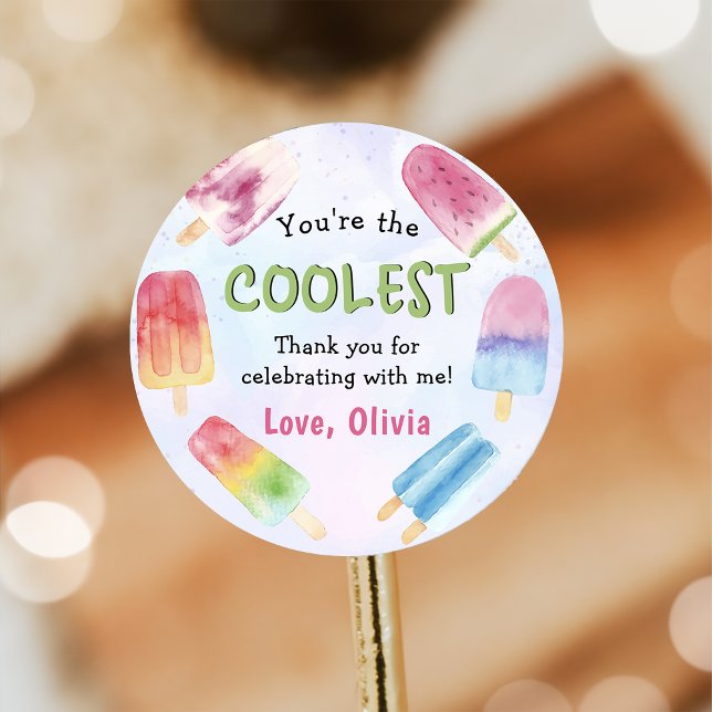 Rond Aquarelle Été Popsicle Sticker Anniversaire (Créateur téléchargé)