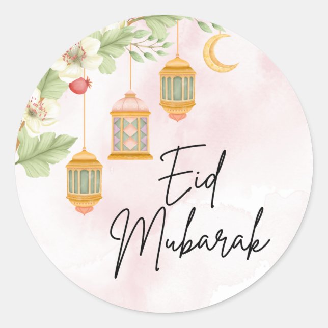 Rond Aquarelle Floral Aïd Moubarak Sticker (Devant)