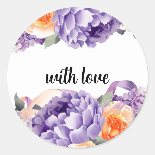 Rond Aquarelle Peonies Dusty Mauve Sticker (Devant)