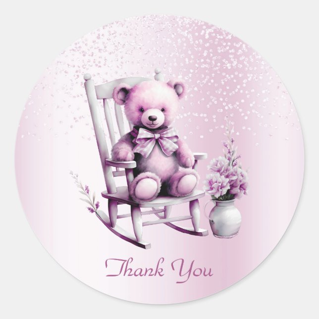 Rond Aquarelle Pink Bear Sticker (Devant)